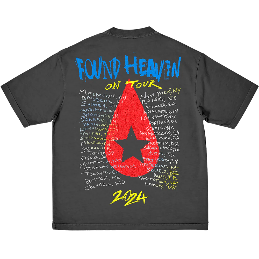 Washed Black Found Heaven On Tour 2024 Dateback Tee - Image 2